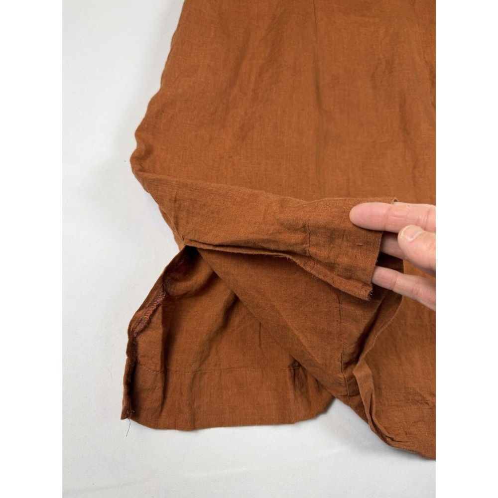J. Jill Pure Jill Linen Square Neck Midi Dress Rust Terracotta Lagenlook‎ Sz Lg - Picture 5 of 8